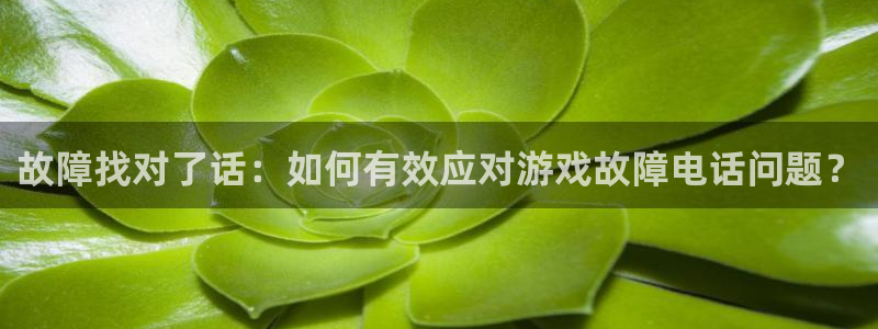 杜邦娱乐咨询：故障找对了话：如何有效应对游戏故障电话问题？